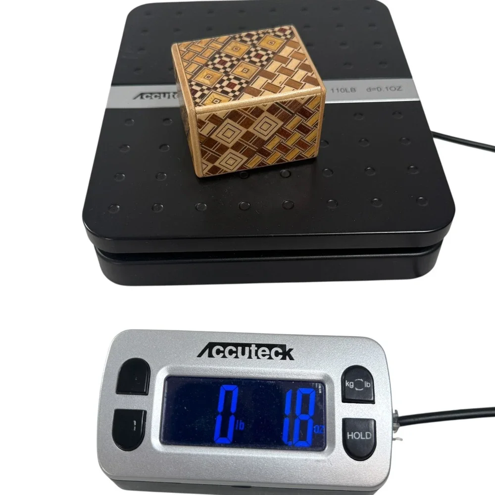 Vintage Japanese‎ Yosegi Puzzle Box Wooden Marquetry Intricate Geometric Design